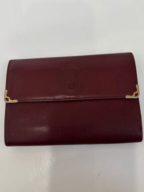 Vintage Cartier Paris Leather Wallet Burgundy Kisslock Coin Purse Gold Hardware